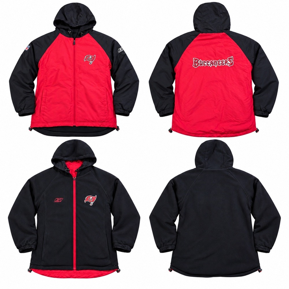 Vintage Reebok Tampa Bay Buccaneers NFL Team Apparel 2-in-1 Jacket Reversible L